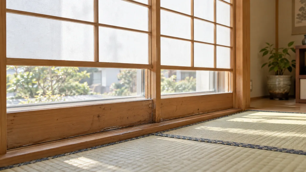 名古屋の障子の桟と敷居の黒ずみ