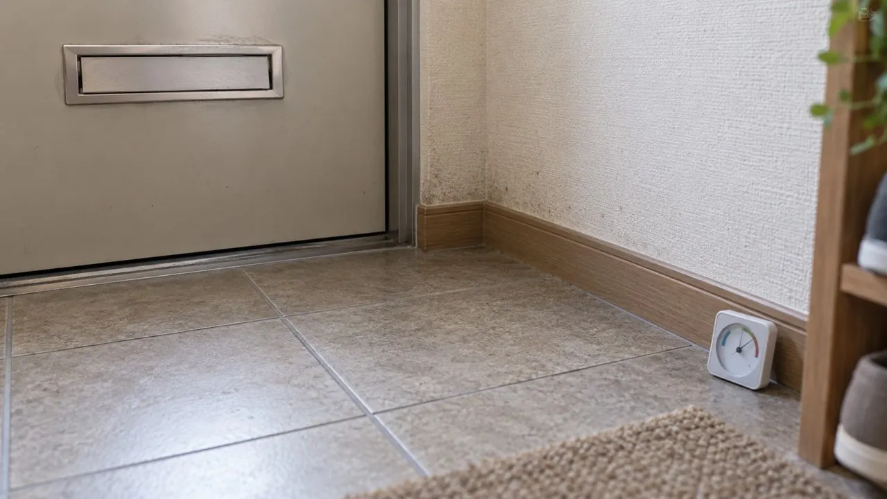 玄関床と壁の境目を確認する参考画像