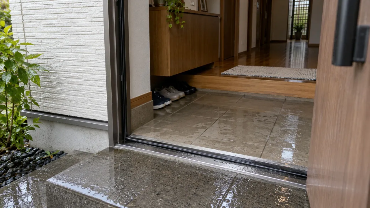玄関の敷居付近に水が残る住宅の参考写真