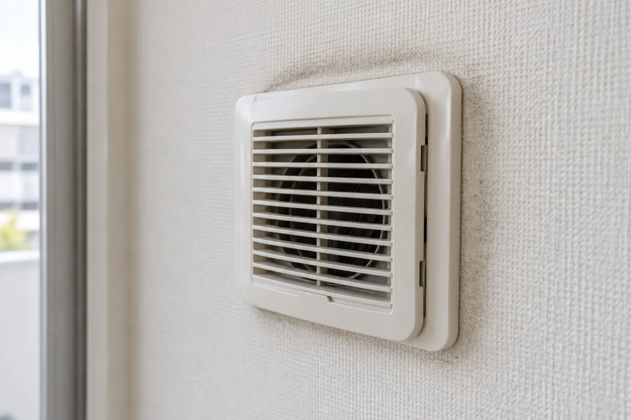 自然給気口の枠と壁紙の参考写真