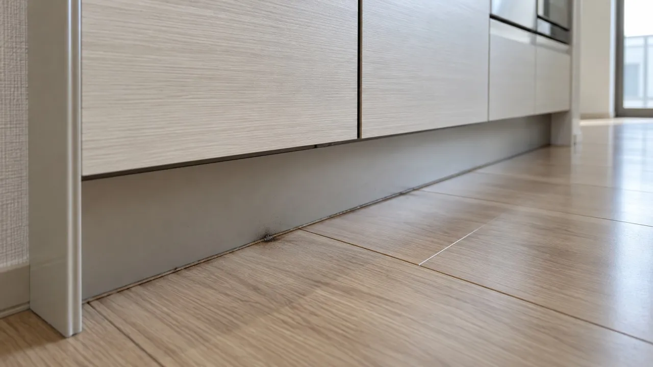 キッチン足元の床と収納下端の参考写真